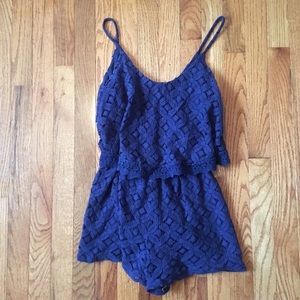 ⭐️DONATING THIS WEEKEND⭐️ Navy Blue Lace Romper